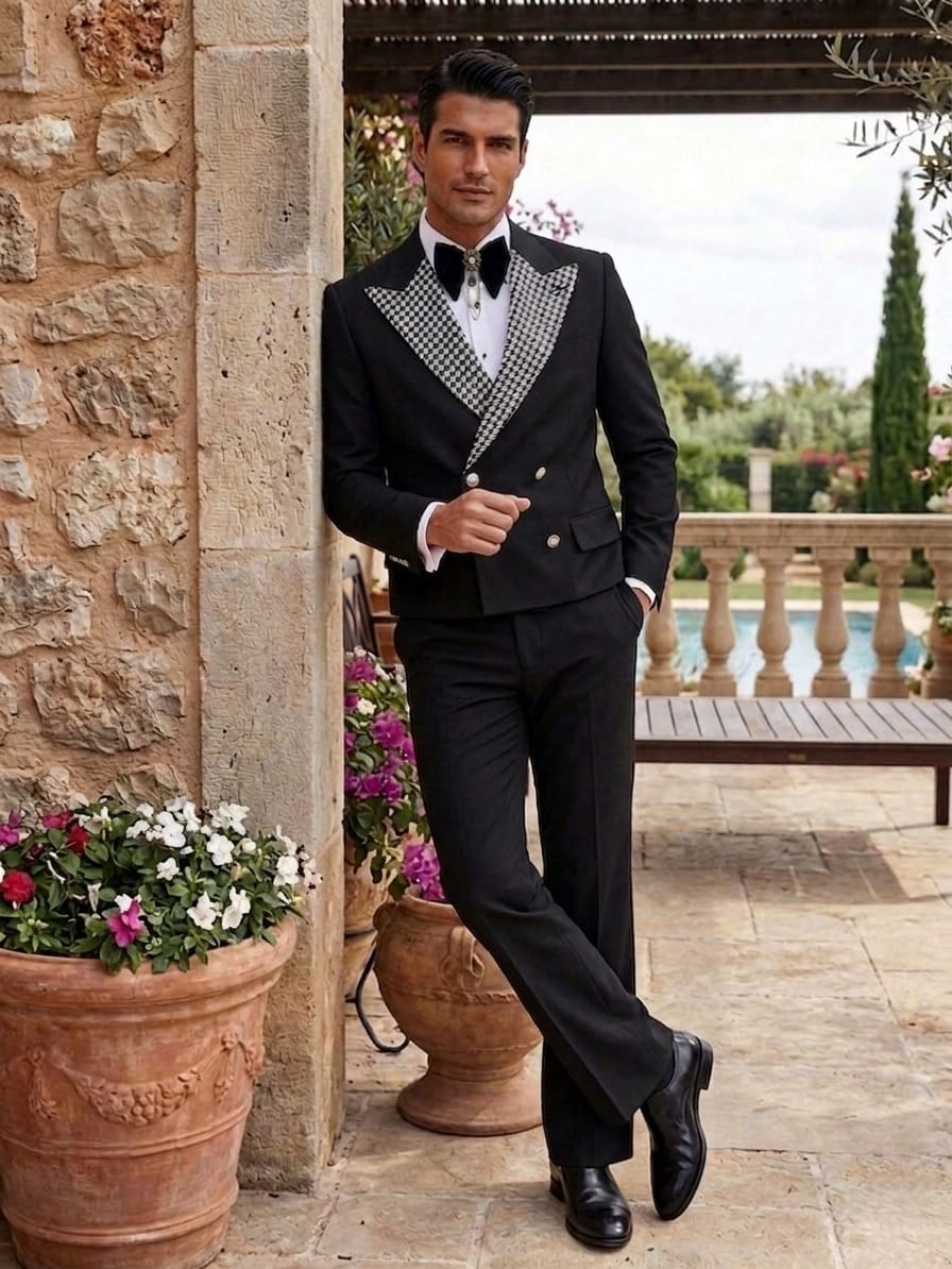 Black Tail Tuxedo - Tailcoat - 1920s Black and Silver - 34 Short or Extra Small