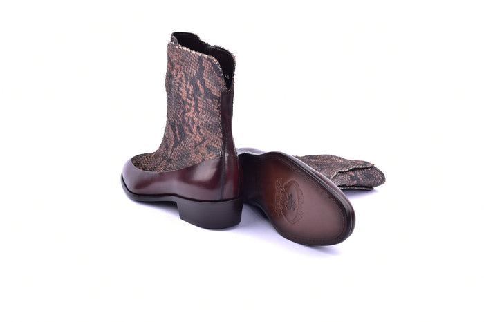 Corrente 3273HS Python Printed Calfskin Slip-On Boot - Brown - Image 3