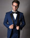 Mens Navy Blue Wedding Tuxedo - Dark Blue Tuxedo Suit"Mens 2 Button Modern Fit Vested Wool Tuxedo in Sapphire Blue