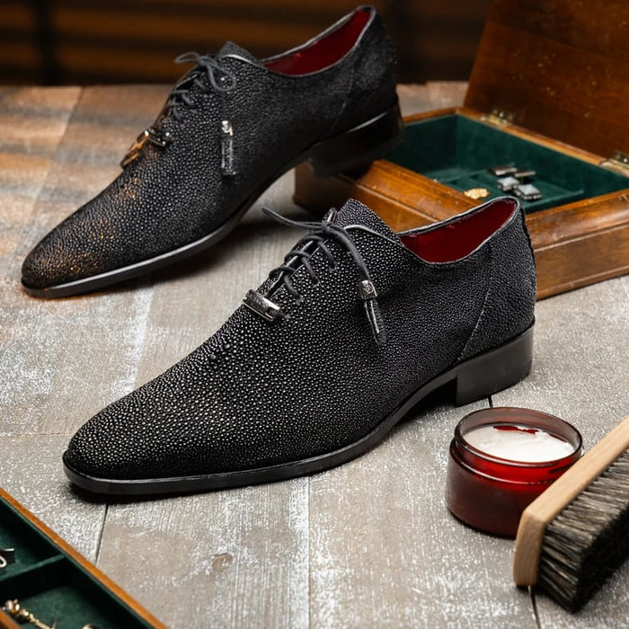 Marco Di Milano Rimini Black Genuine Stingray Exotic Lace-Up Dress Shoes - view 6