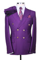 Best Mens Designer Modern Fit Double Breasted Wool Suit with Gold Buttons in Purple - For Men  Fashion Perfect For Wedding or Prom 2025 or Business  or Church - Purple and Plum Prom 2025 Suits