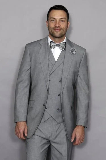 Statement Men's 3 Piece 100% Wool Suit - Elegant Solid - 38 Regular