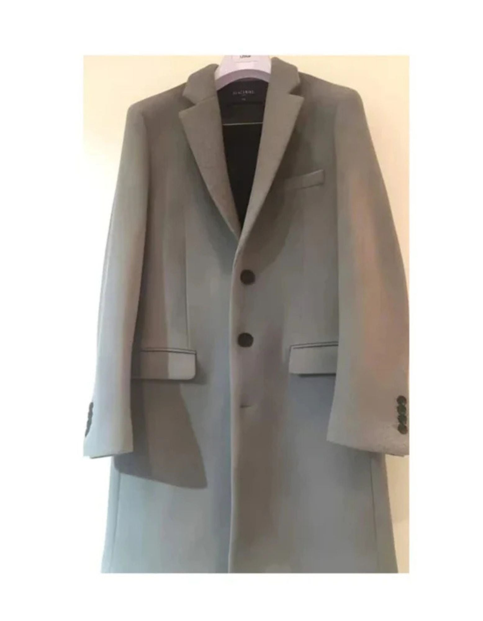 3 Button Light Grey Cashmere Overcoat - Coat Size 38