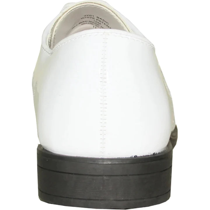 Mens Classic Formal Shiny Patent Tuxedo Shoe In White