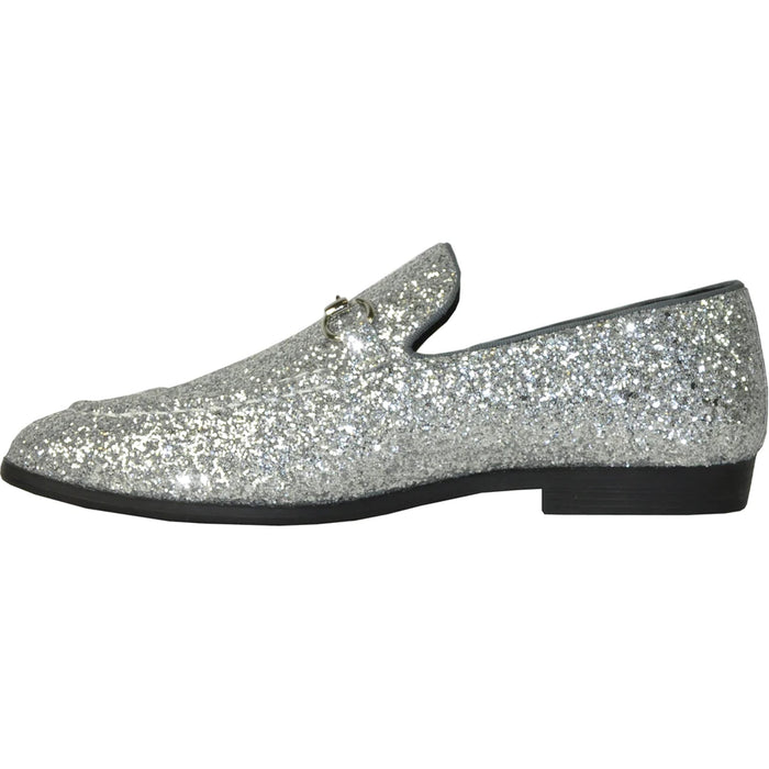 "Silver Sequin Loafer - Modern Men's Prom 2026 Tuxedo Footwear"