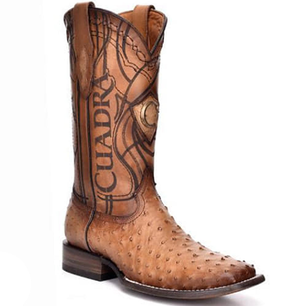 Men's Ostrich Square Toe Cowboy Boots - EE