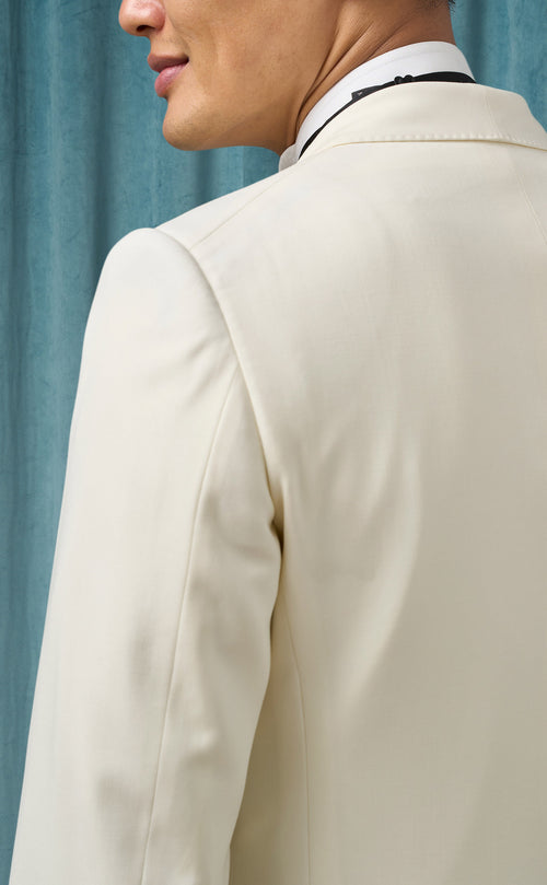 Mens Ivory Dinner Jacket  - Cream Wedding Tuxedo Jacket in Off White Blazer Shawl Collar Double breasted