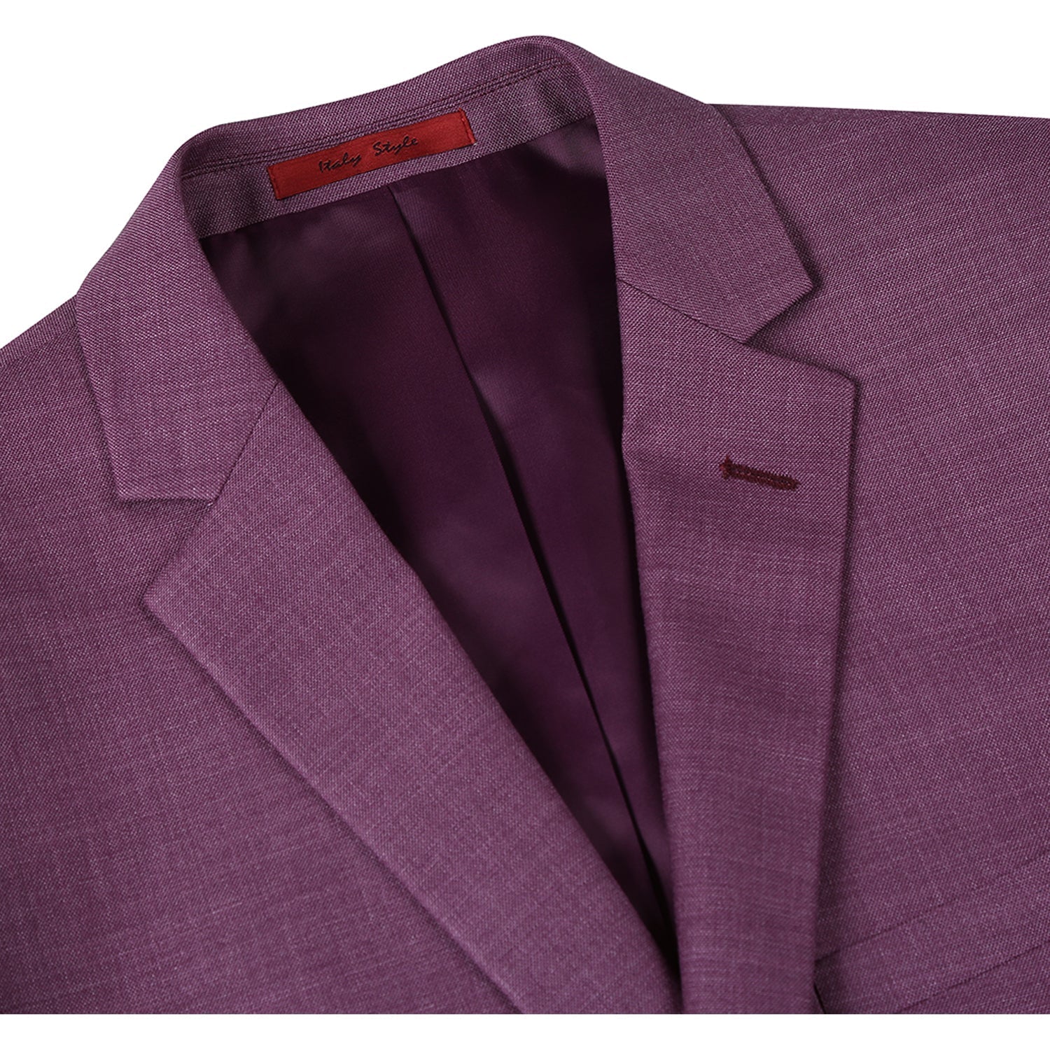 293-16 Men's Slim Fit Notch Lapels Berry Solid Suits - 38Lx32W