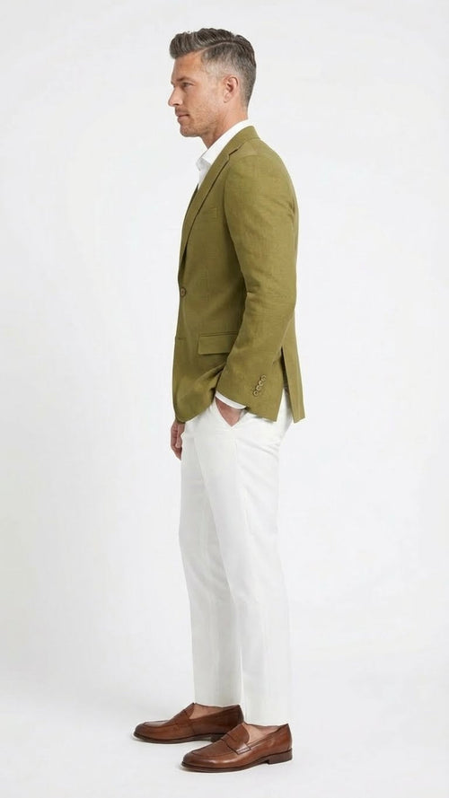 Mens Olive Green Blazer Sport Coat Fabric Summer in pistachio sage green