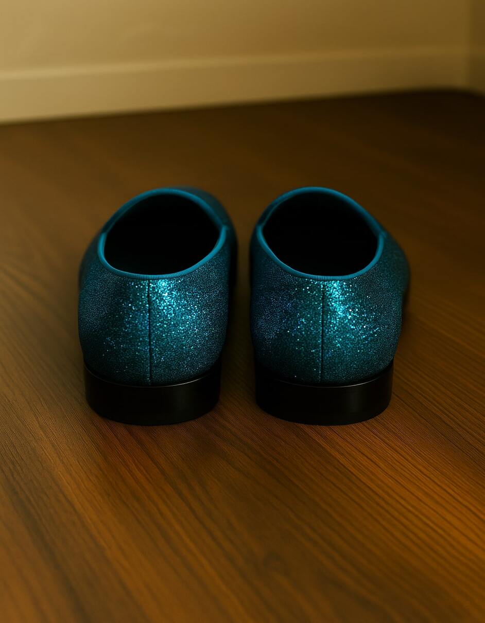 Men's Turquoise Blue Sequin Glitter Loafers â€“ Sparkling Slip-On Party Dress Shoes for Prom, Weddings, and Nightlife - 7 Standard / D / Medium