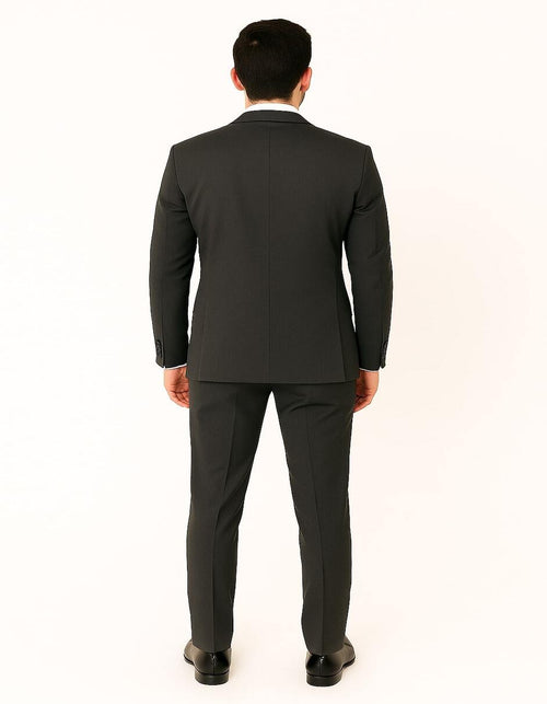Men's Charcoal Gray 3-Piece Suit with Black Velvet Lapel â€“ Formal Business and Wedding Attire - Gray Tuxedo