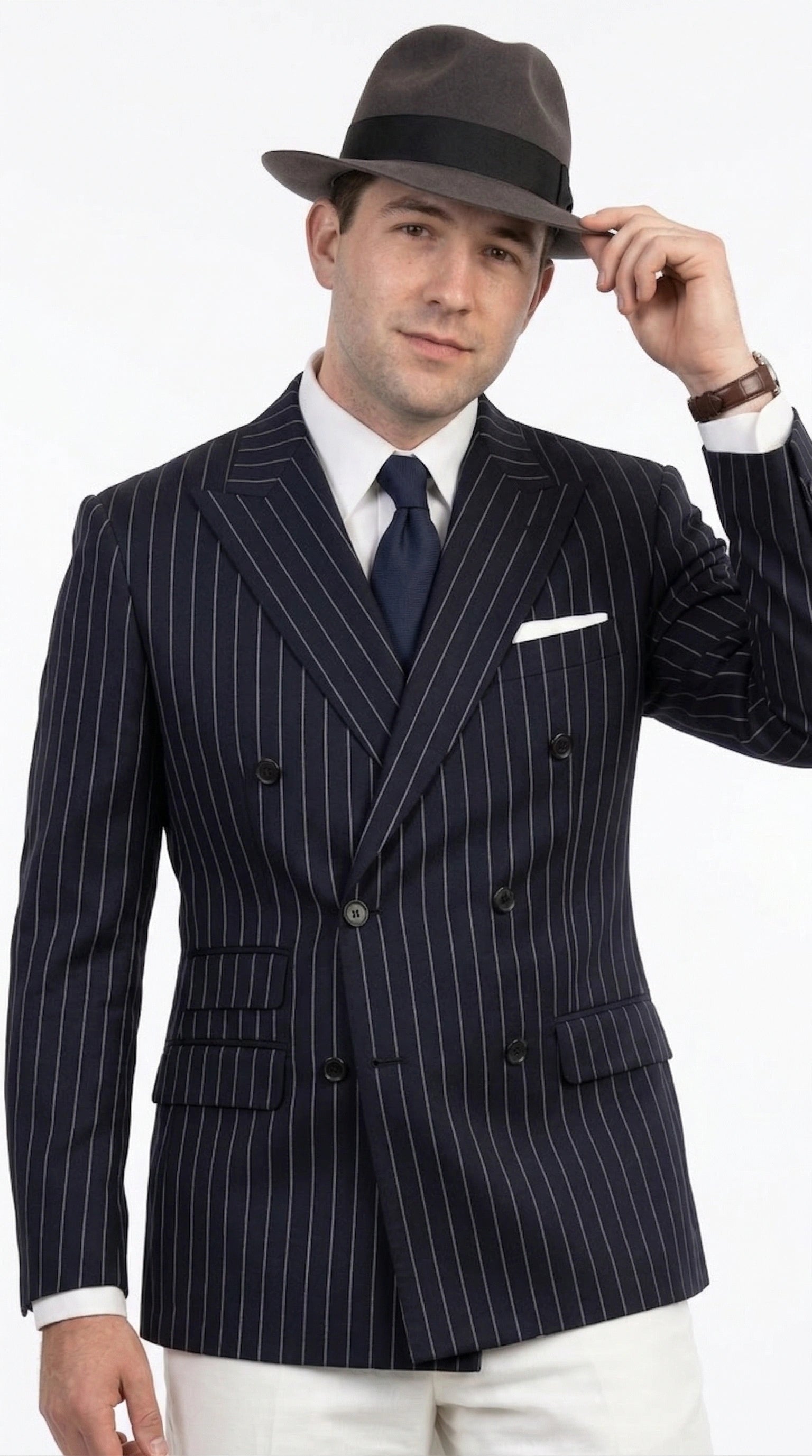 Men’s Black Pinstripe Blazer 1920s Gangster Mob Boss Style Jacket – Classic Double Breasted Vintage Suit Blazer, Formal Party Costume Wear - 36 Short
