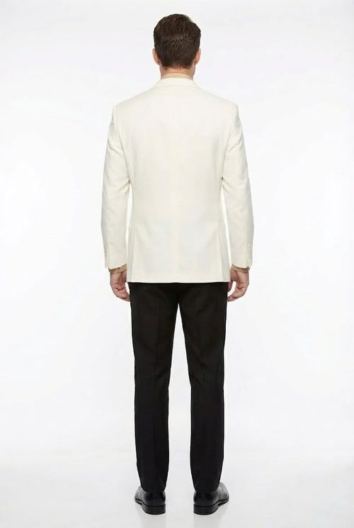 Mens White Blazer Jacket Classic Fit Formal Sport Coat with Gold Buttons