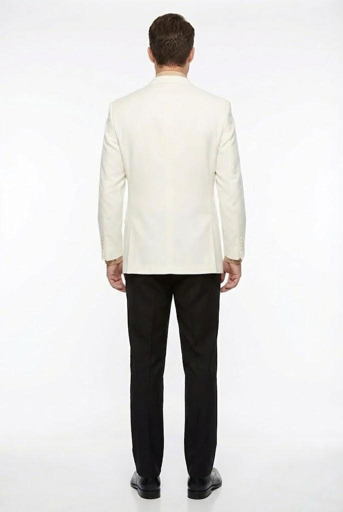 Mens White Blazer Jacket Classic Fit Formal Sport Coat with Gold Buttons