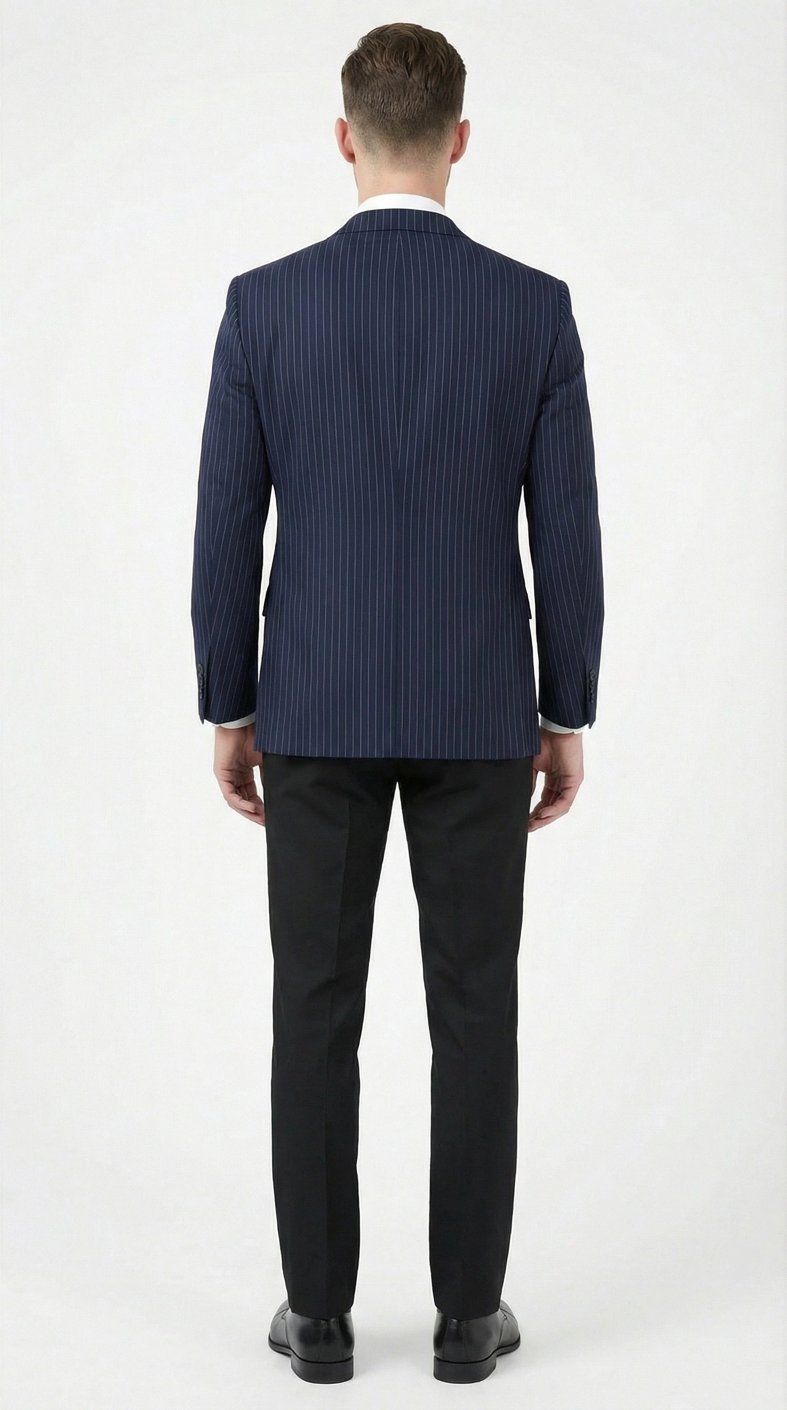 Mens Navy Blue Pinstripe Blazer Classic Tailored Formal Jacket for Business, Office and Professional Wear - 36 Short