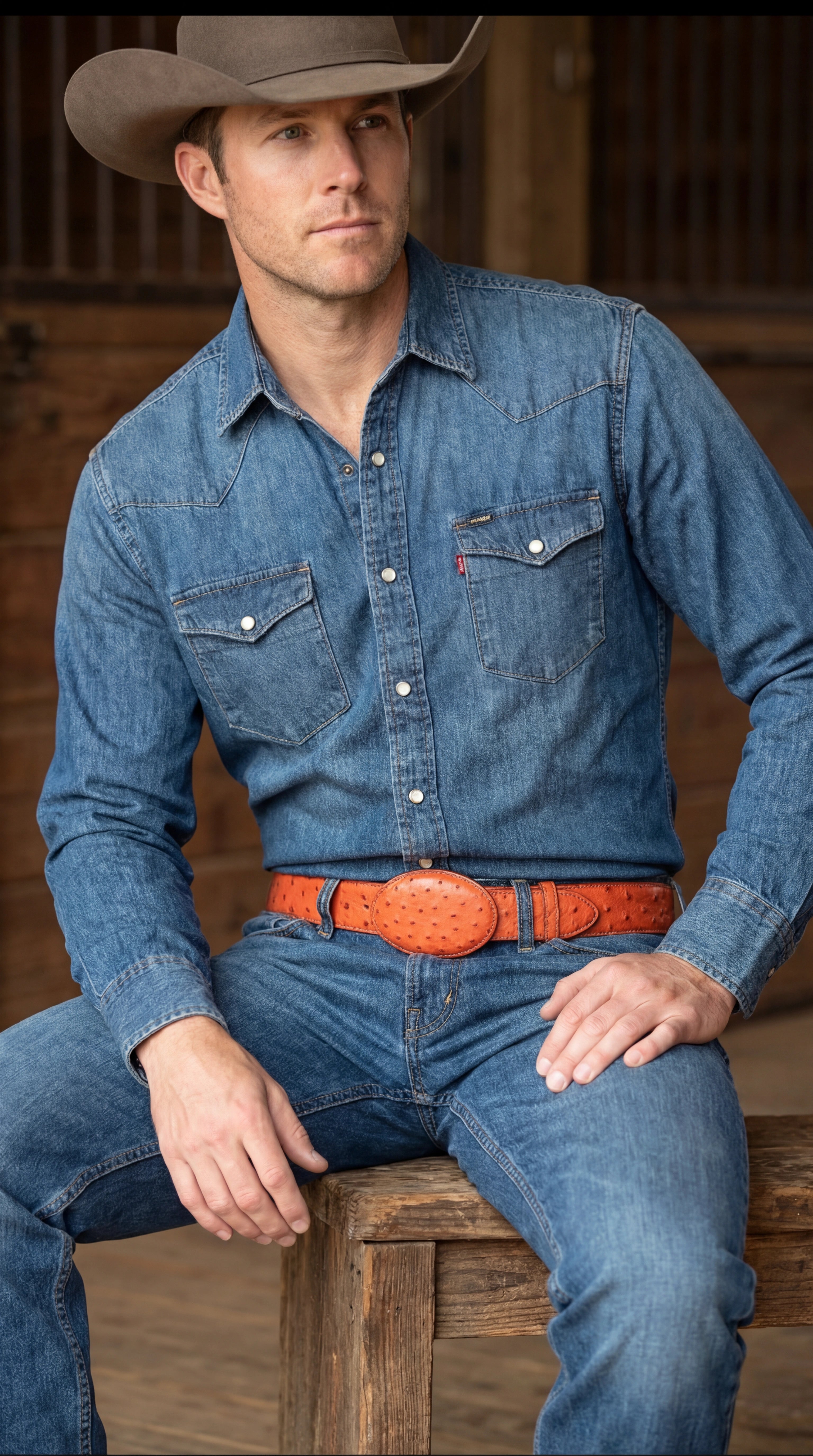 Men’s Orange Rust Copper Genuine Leather Belt with Textured Finish – Classic Dress Belt for Formal and Casual Wear - One size