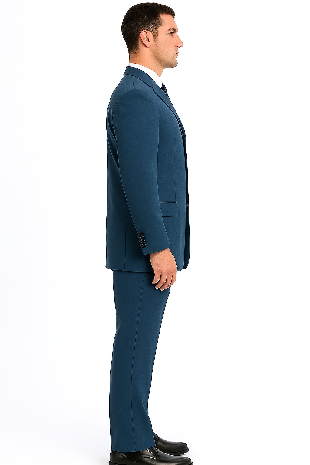 Mens Steel Blue 3-Button Classic Suit Formal Business Attire with Vest, Tie and Pocket Square - 34 Short or Extra Small