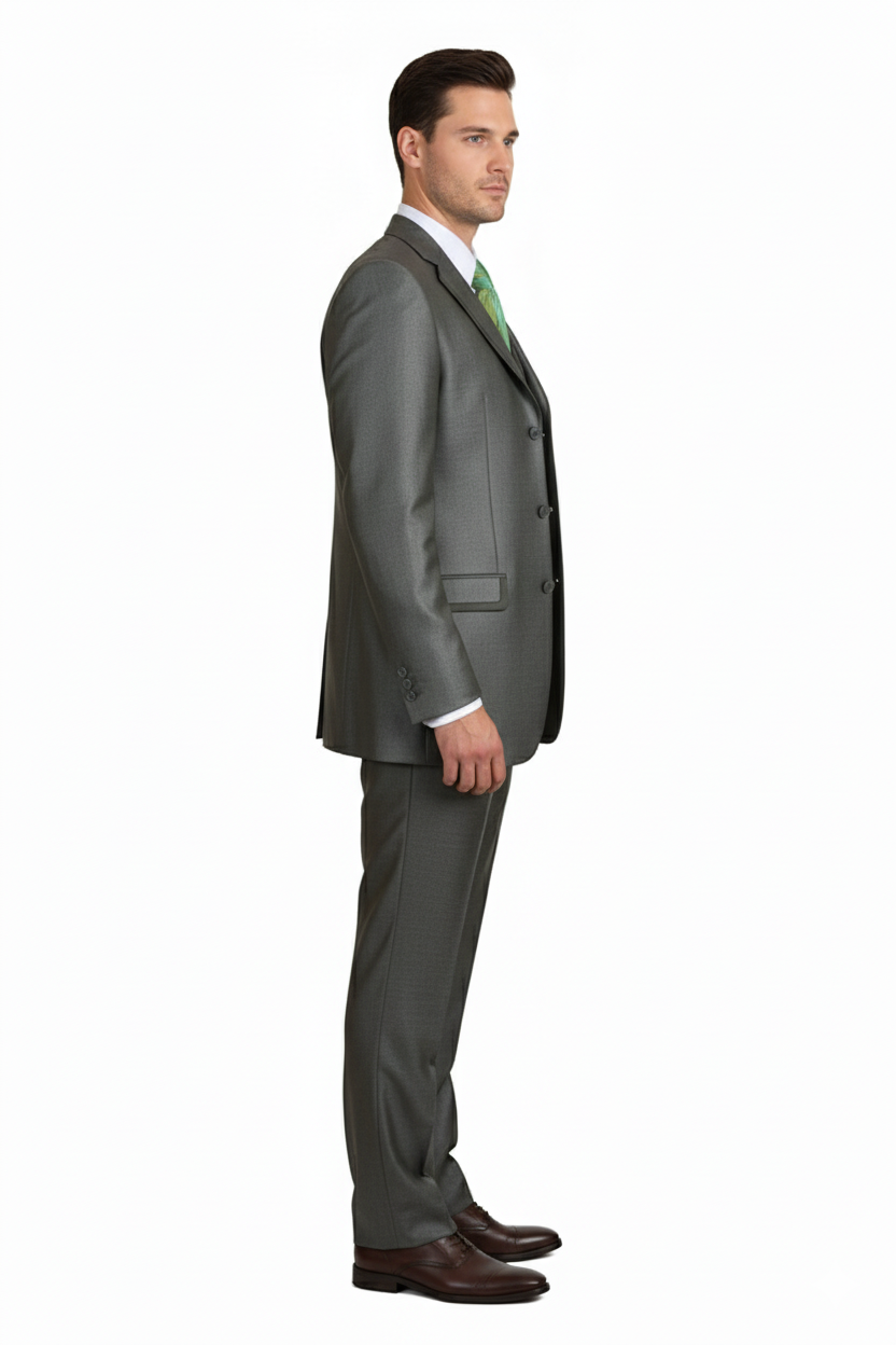 Men’s Olive Green 3-Piece Suit – Classic Fit with Vest and Tie Pleated Pants Three Buttons - 34 Short or Extra Small
