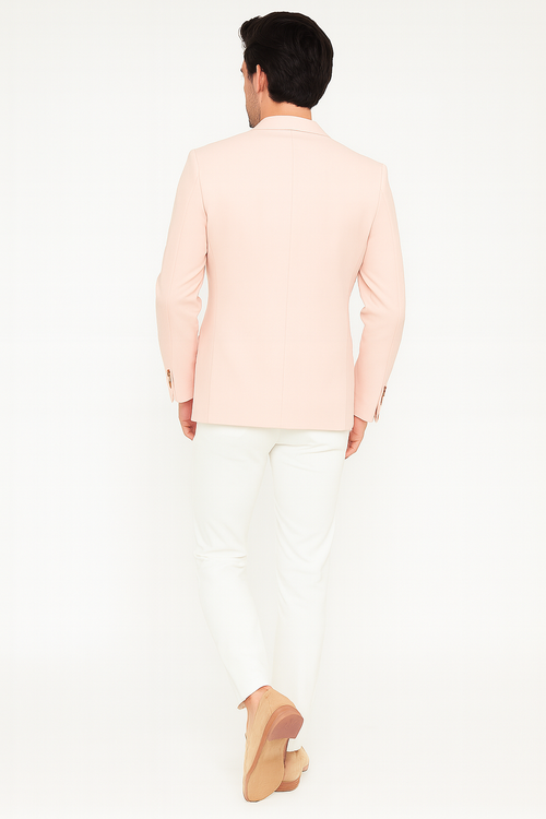 Mens Blush Pink Slim Fit Blazer Stylish Two-Button Sport Coat with Notch Lapel