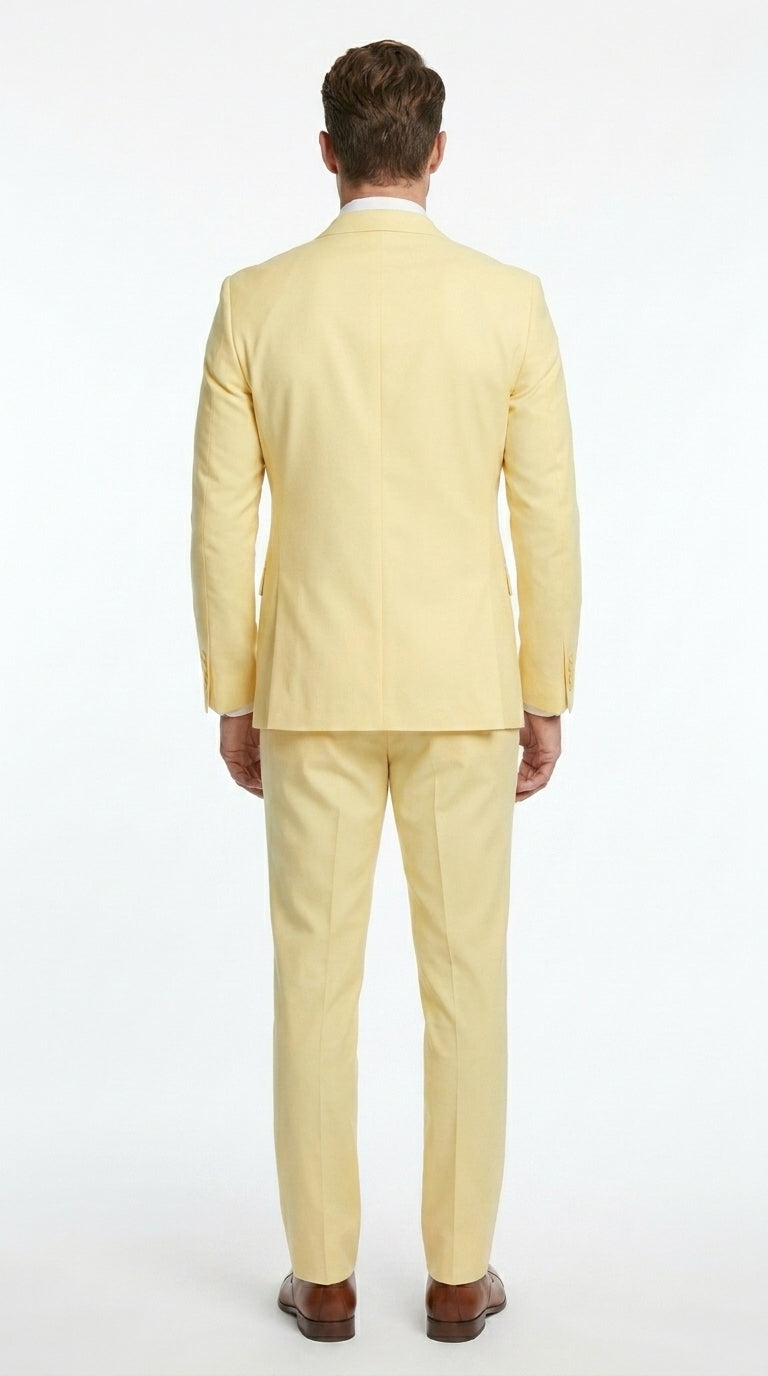 Men’s Pale Yellow 2 Piece Suit, Formal Dress Suit for Weddings, Prom, Parties, Summer Events, and Special Occasions By Vitali - 34 Short or Extra Small