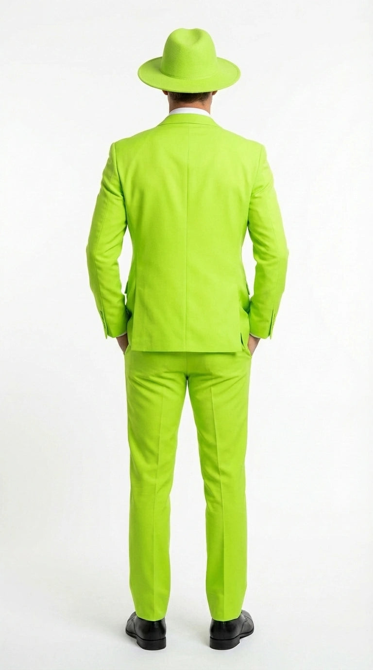 Men’s Neon Green Suit – Bright Lime Green Fashion Suit for Prom, Party, Stage Performance and Statement Formal Wear - 34 Short or Extra Small