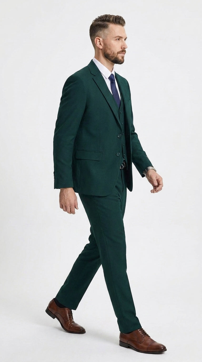 Stacy Adams Dark Teal Suit – Men’s 3-Piece Green Teal Wedding & Formal Suit Modern Fit