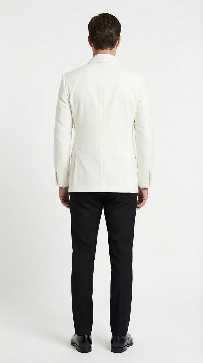 Mens Ivory Dinner Jacket Blazer – Elegant Ivory Cream Off White Formal Blazer Wedding Tuxedo Jacket Evening Wear - 36 Short