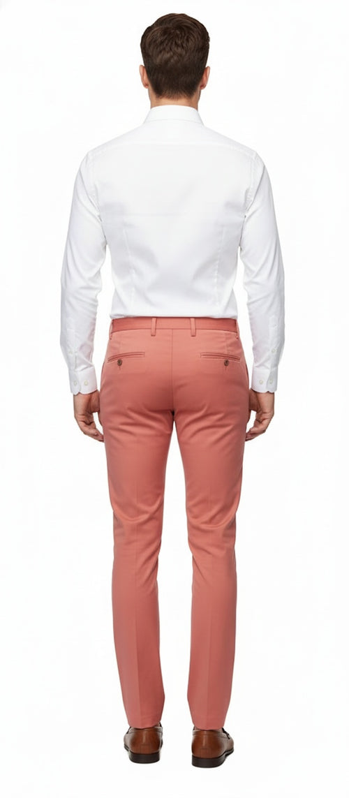 Mens Slim Fit Coral Pink Dress Pants Stylish Formal and Casual Trousers for All Occasions