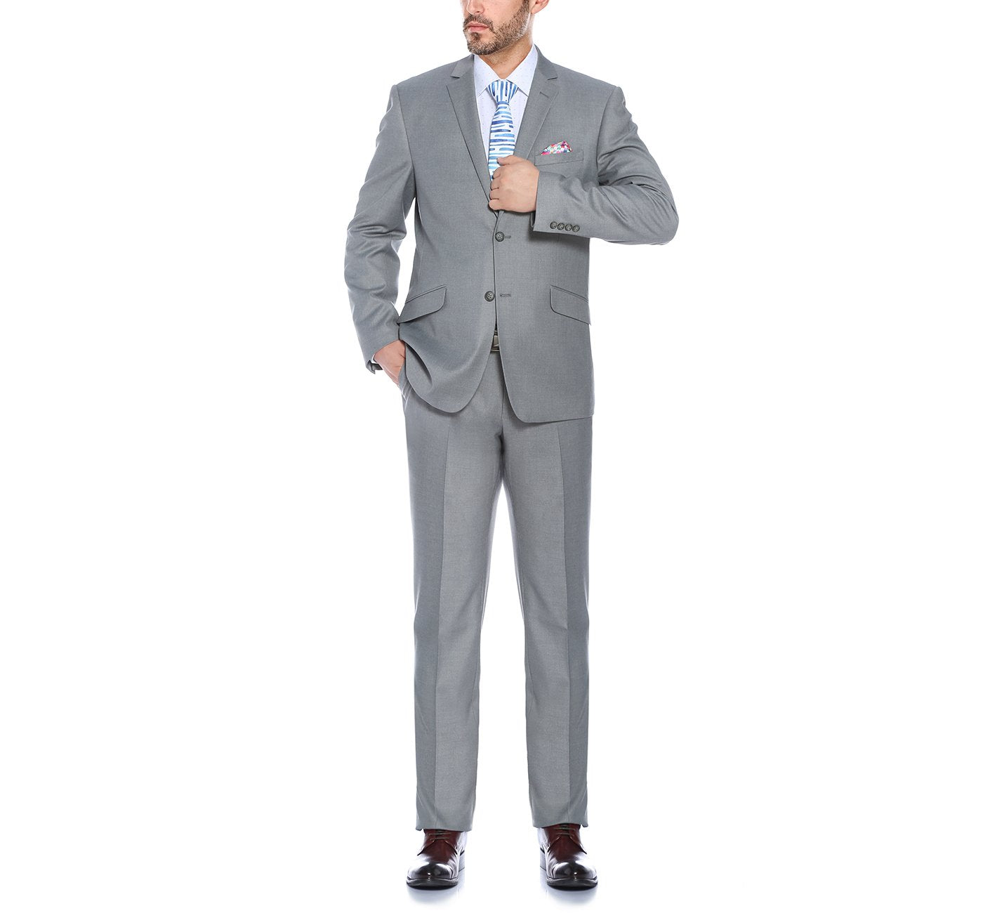 2110-2 Men's Slim Fit Solid Stretch 2-Piece Suit - 34Sx28W