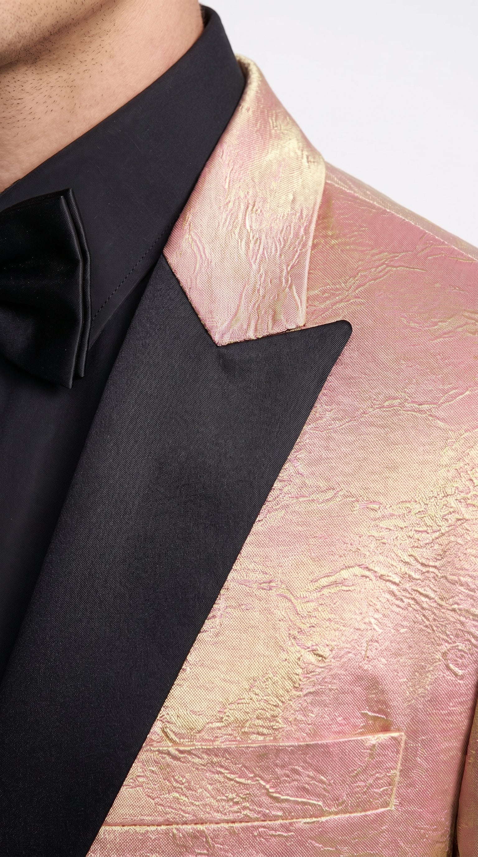 Men’s Rose Gold Tuxedo Jacket – Black Peak Lapel Wedding, Prom and Formal Dinner Blazer - 36 Short