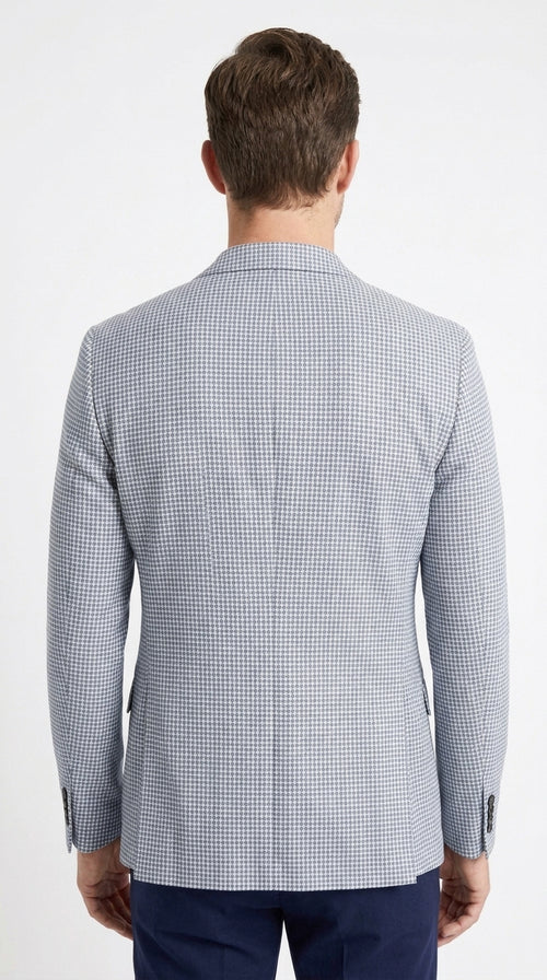 Men’s Light Blue Checkered Sport Coat – Two-Button Wedding, Business and Smart Casual Blazer