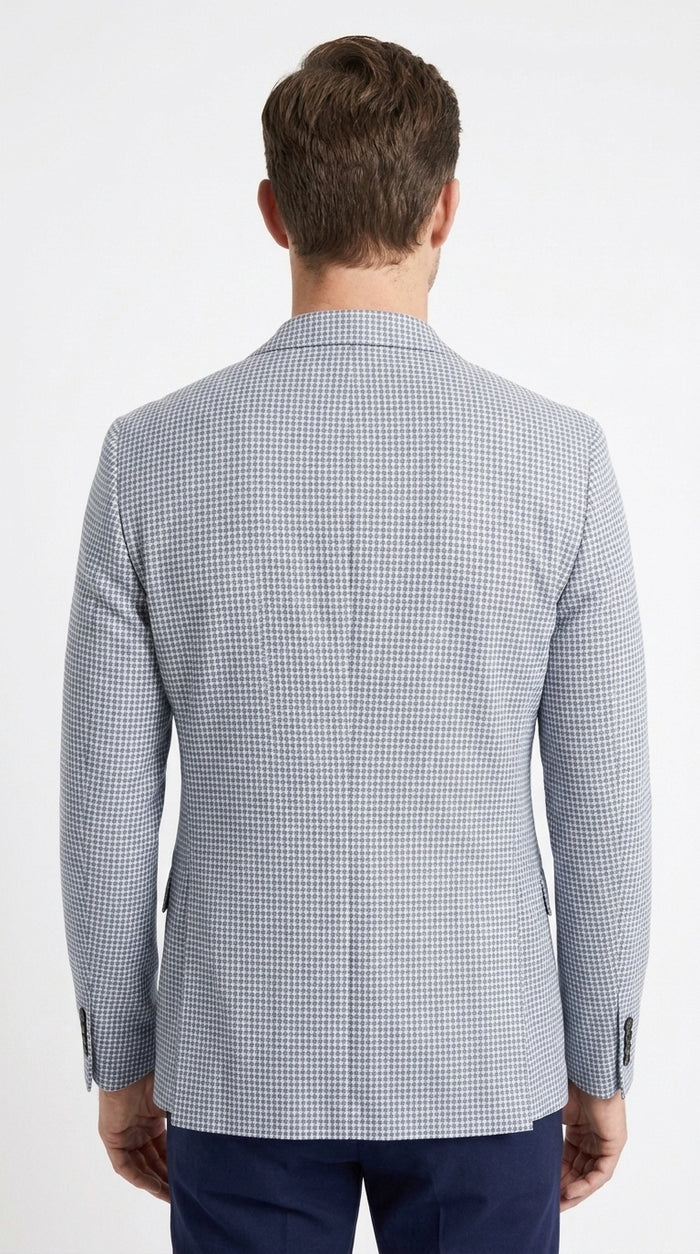 Men’s Light Blue Checkered Sport Coat – Two-Button Wedding, Business and Smart Casual Blazer