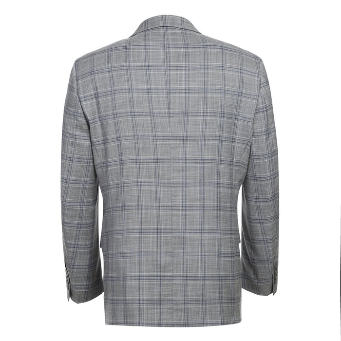 "Classic Fit Men's Two-Button Suit in Light Grey  Plaid"