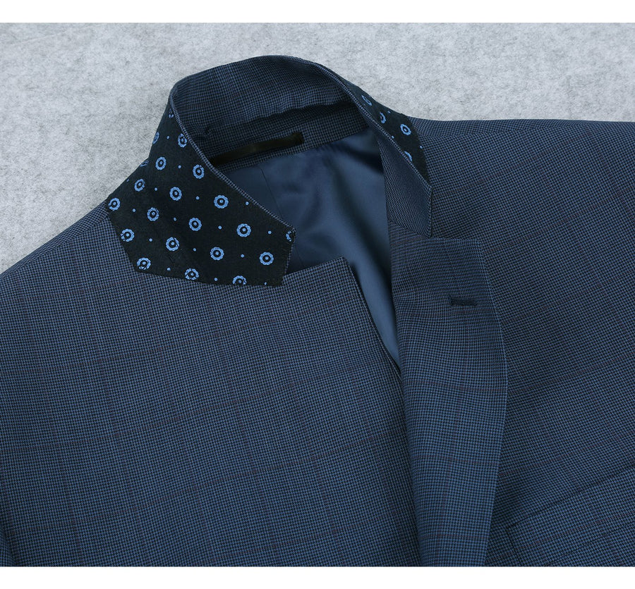"Classic Fit Sport Coat Blazer for Men - Steel Blue Windowpane Plaid" - 34 Short