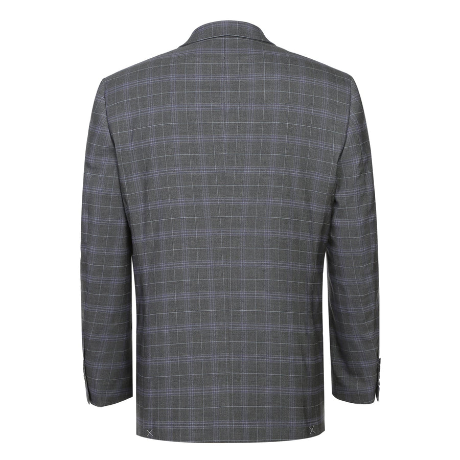 "Classic Fit Men's Two-Button Suit - Dark Grey Windowpane Plaid" - 36 Short