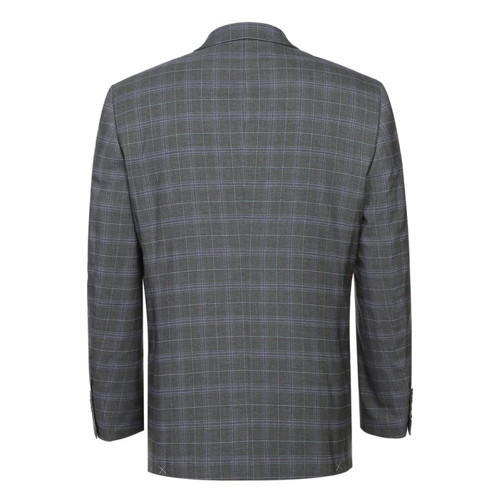 "Classic Fit Men's Two-Button Suit - Dark Grey Windowpane Plaid"