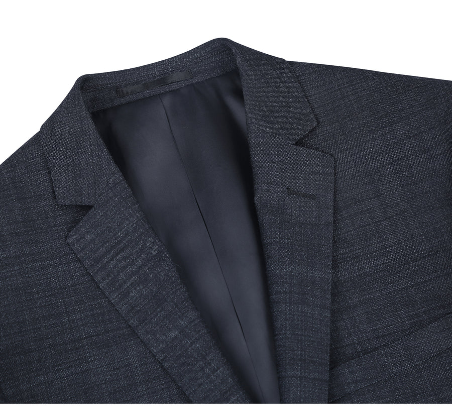 "Charcoal Grey Slim Fit Wool Suit - Men's Basic Two Button" - 34 Short