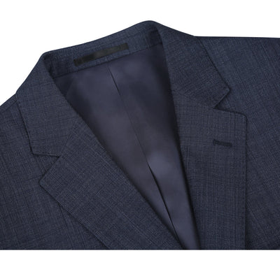 "Navy   Classic Fit Wool Blend Men's Suit - Two Button Basic"