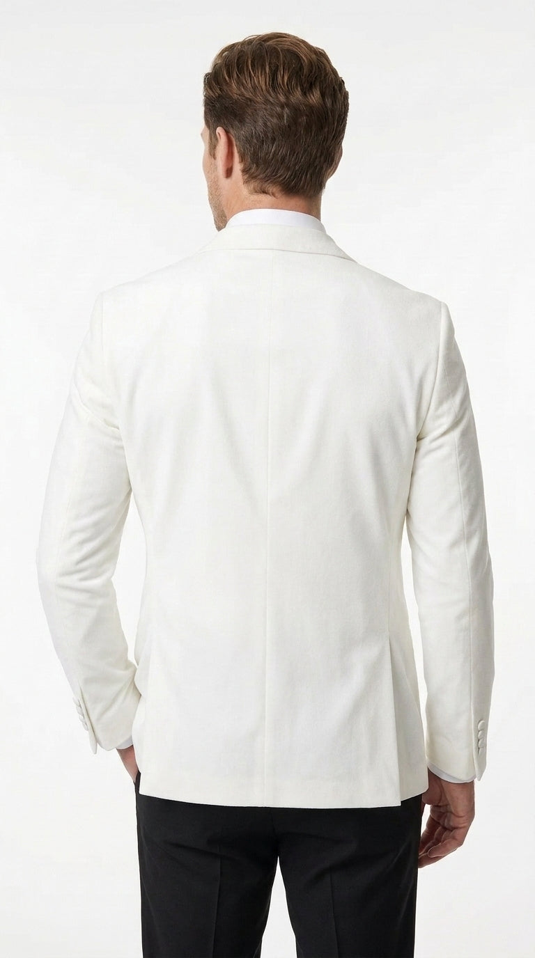 Men’s White Tuxedo Jacket – Two-Button Formal Dinner Blazer for Weddings, Prom and Events