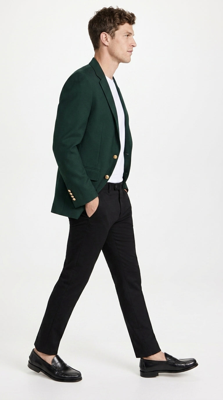 Men’s Hunter Green Blazer with Black Pants –, Church, Business and Formal Outfit dark green color - 36 Short