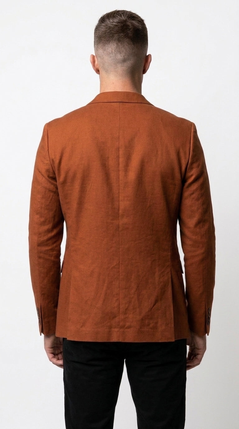 Men’s Dark Burnt Orange 2-Button Blazer – Modern Sport Coat for Wedding, Business and Casual Wear - 36 Short