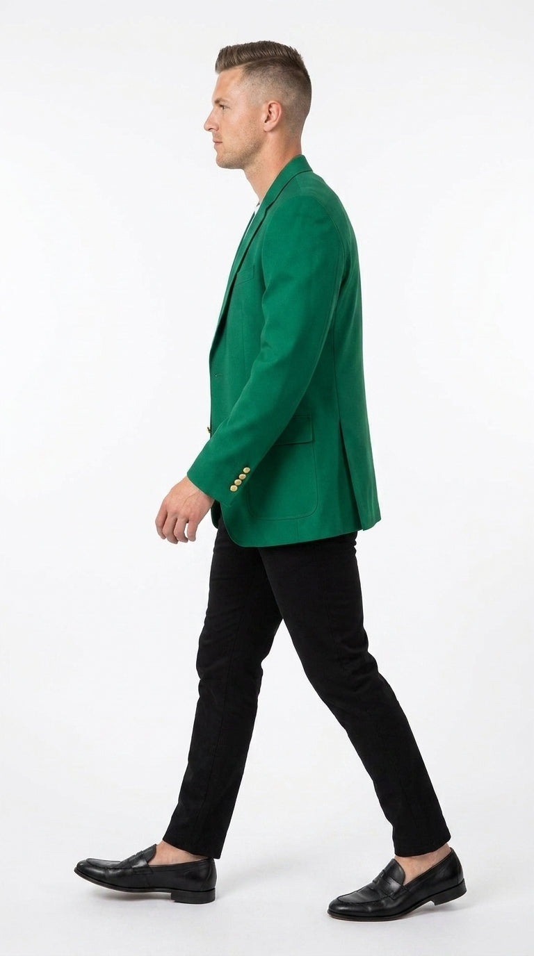 Men’s Kelly Green Blazer with Black Pants – Church, Business and Formal - 36 Short