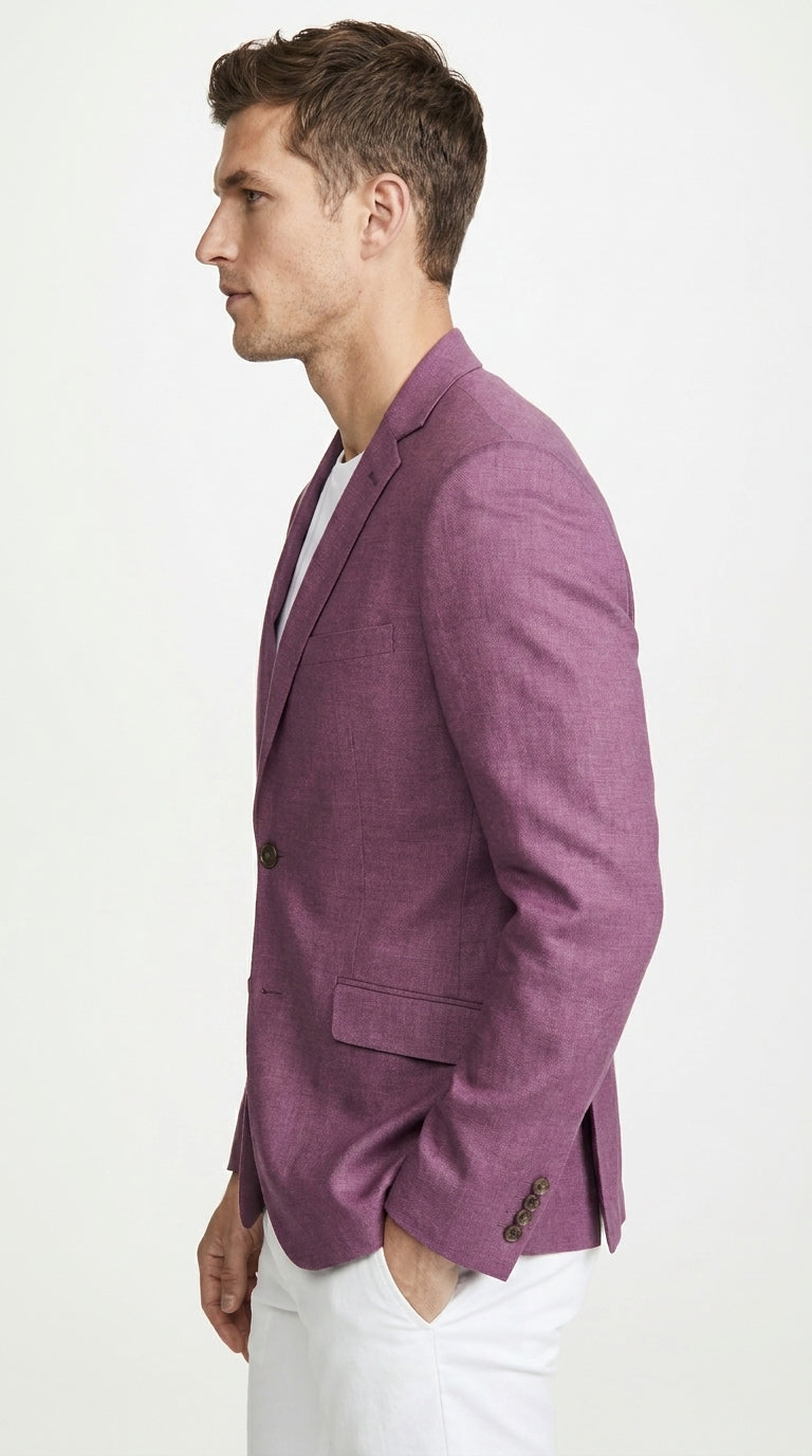 Men’s Berry Mauve Blazer – Classic 2-Button Wedding, Business and Smart-Casual Sport Coat in light purple lavender color - 36 Short