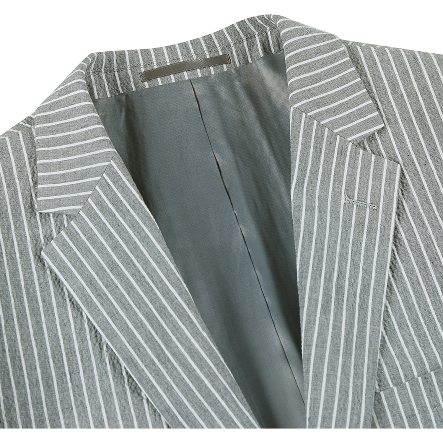 611-1 Men's Slim Fit Notch Lapels Gray Stripe Cotton Suits - 38Lx32W