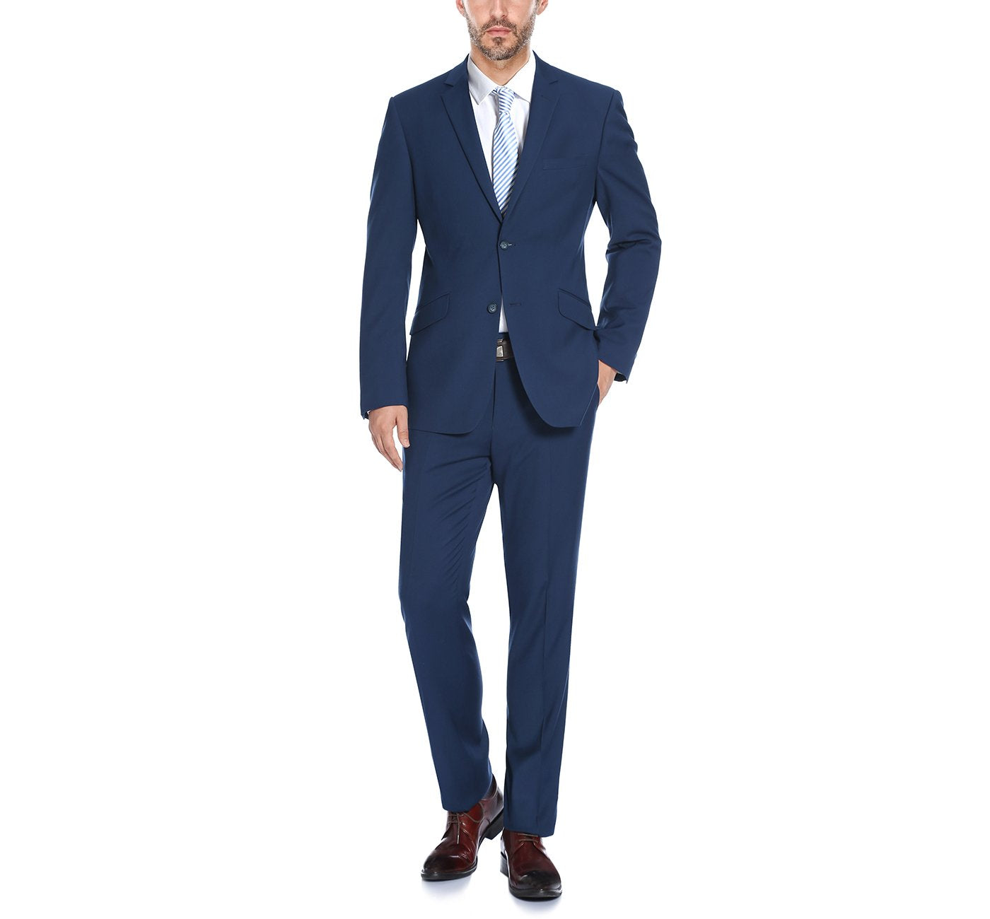 2110-19 Men's Slim Fit Solid Stretch 2-Piece Suit - 34Sx28W