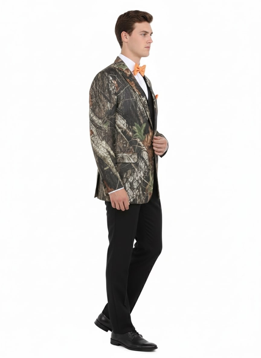 Mens Camo Sport Jacket - Camouflage Blazer - Camo Sport Coat in Green and Brown Color - 36 Short