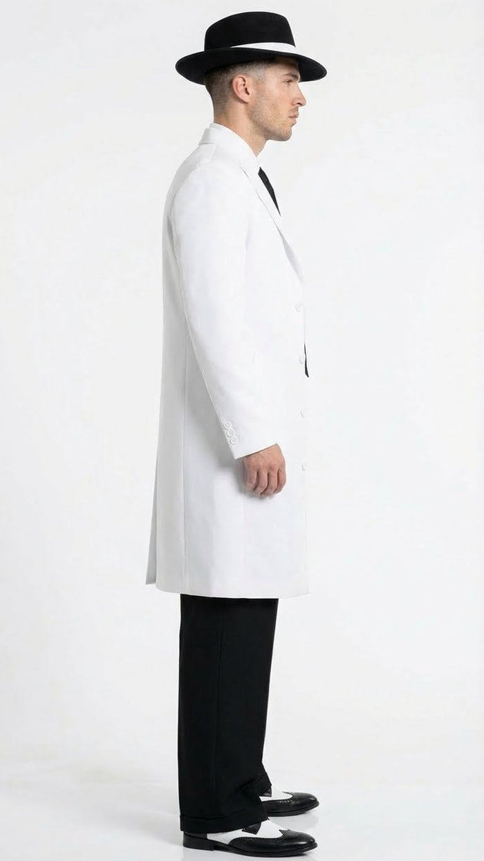 Mens White Zoot Suit Gangster Style Outfit White Jacket + Vest + Pants + Shirt & Tie  Combo Package