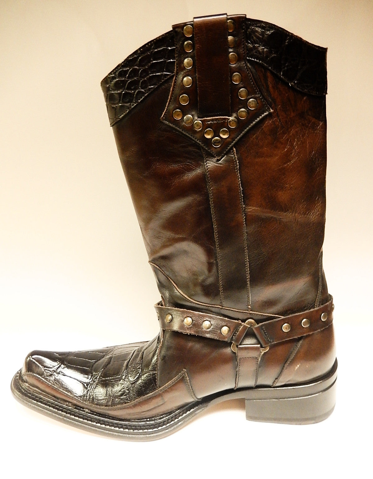 Mauri Chocolate Alligator & Calf Knee Boots 44238 - 8.5