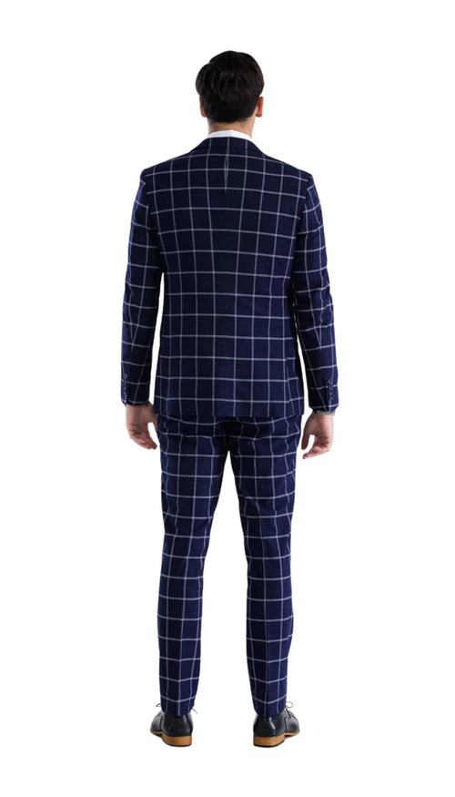Mens Plaid Suit - Black Windowpane Suit - 1920 Suits