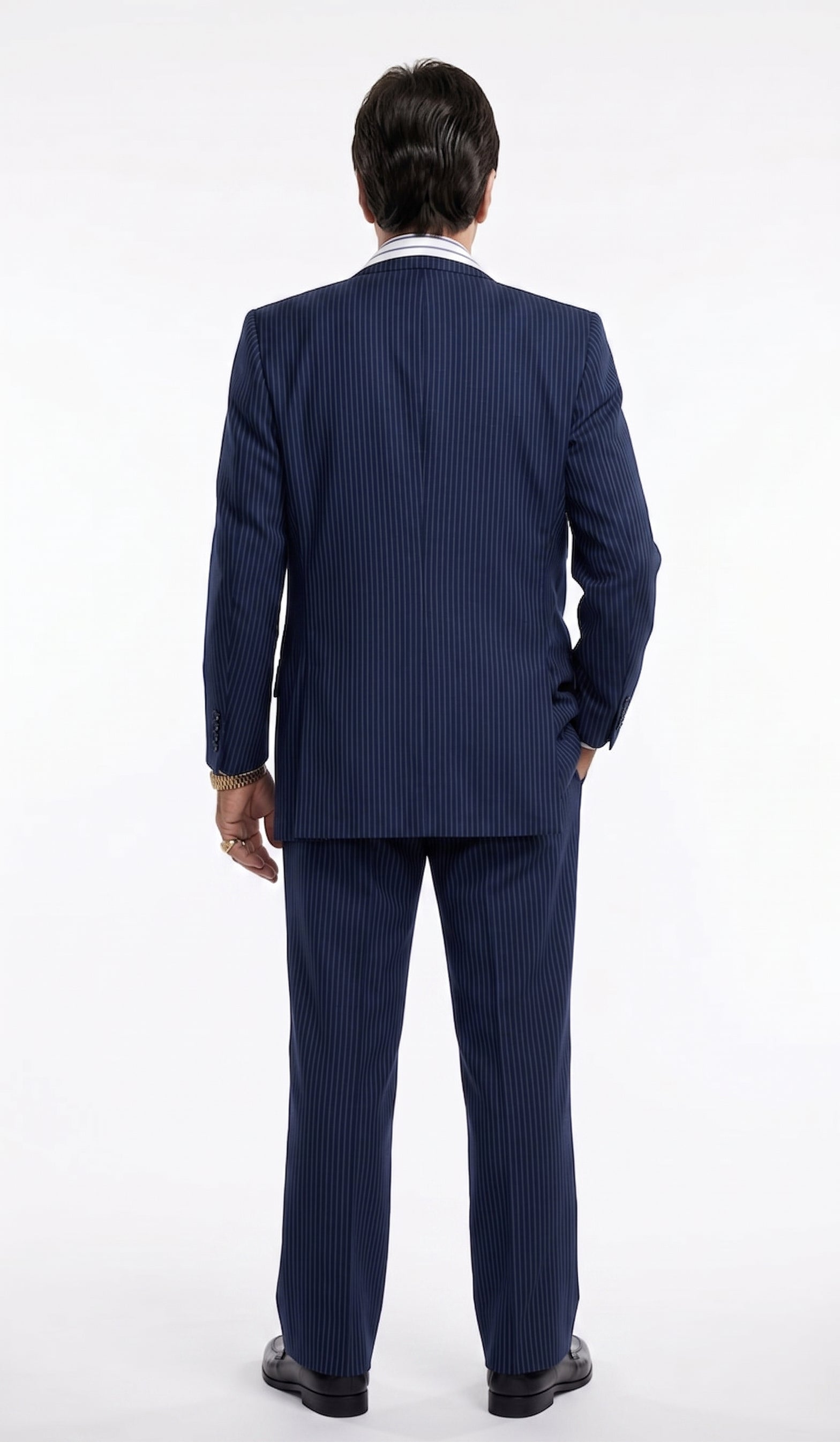 Tony Montana’s Blue Pinstripe 3 Piece Suit – Men’s Vintage Blue Striped Suit for Wedding, Prom and Classic Formal Wear